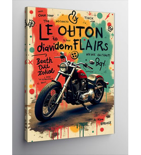 Kanvas Tablo Retro Motosiklet Ve Soyut Grafikler