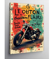 Kanvas Tablo Retro Motosiklet Ve Soyut Grafikler