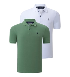 İKİLİ SET T8561 DEWBERRY ERKEK TSHIRT-BEYAZ-AÇIK HAKİ (Karışık)