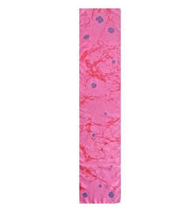 EBRU SANATI EL YAPIMI İPEK KADIN FULAR PEMBE LACİVERT ÇİÇEKLİ OGF 69