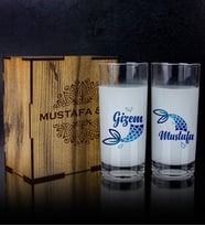 eJOYA Kişiye Özel Kutusunda 2'li Rakı Bardağı Hediye Seti 107147 (Krem)