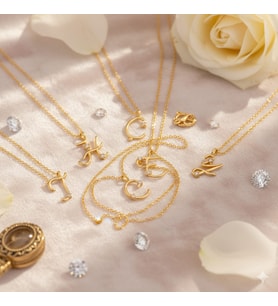 925 Ayar Papatya Silver Tasarım Harf Kolye.rose.gold.rodaj