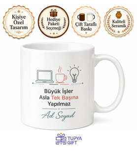 Co-Working Alanı İçin Özel Tasarım Baskılı Kupa Bardak Hediye Ofis Mug
