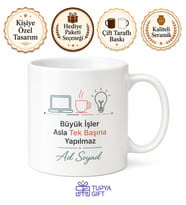 Co-Working Alanı İçin Özel Tasarım Baskılı Kupa Bardak Hediye Ofis Mug