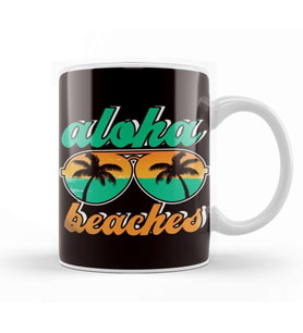 Aloha Vacation Beach Travel Trip Hawaii Island Ocean Summer Kupa Bardak Porselen