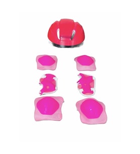 Kask Dizlik Dirseklik Eldiven Koruyucu Set Pembe