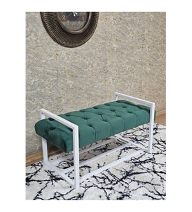 Beyaz Boyalı Metal 80 cm Puf Bench - Antre Puf - Hol Bench - Puf - Oturak - Bench Yeşil Renk 90 x 45 Boyut/Ebat (Çok Renkli)