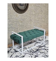 Beyaz Boyalı Metal 80 cm Puf Bench - Antre Puf - Hol Bench - Puf - Oturak - Bench Yeşil Renk 90 x 45 Boyut/Ebat (Çok Renkli)