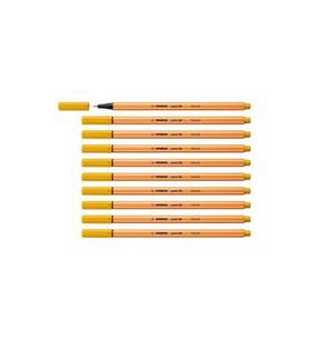 Stabilo İnce Keçe Uçlu Kalem 88 Point 0.4 MM Köri Sarısı Fineliner Kalem (10 Lu Paket) (Karışık)