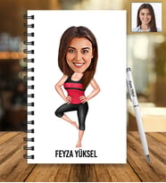 Kişiye Özel Yogacı Tasarımlı Karikatür Ahşap Defter Ve Kalem Seti 49
