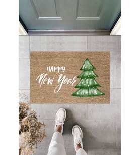 Dormot Modern Baskı - Happy New Year 10 - Karşılama Kapı Önü Paspası (Bej)