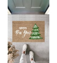 Dormot Modern Baskı - Happy New Year 10 - Karşılama Kapı Önü Paspası (Bej)