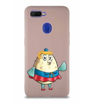 Oppo A12 Soft Premier Kapak Bayan Puff Tasarımlı Silikon Kılıf - Pudra (Şeffaf)
