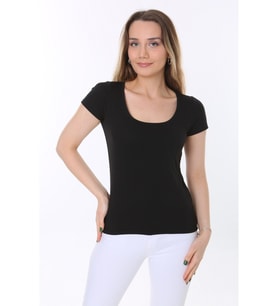 Rooted-Kadın Kısa Kollu Derin Havuz,Yuvarlak Yaka Penye T-shirt & Bluz