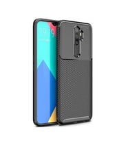 Oppo A5 2020 / A9 2020 Uyumlu Karbon Desenli Negro Silikon Kılıf (Siyah)