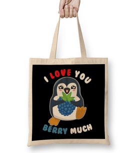 I Love You Berry Much Cute Penguin I Love You Pun Bez Çanta Uzun Saplı