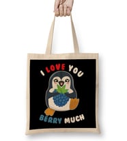 I Love You Berry Much Cute Penguin I Love You Pun Bez Çanta Uzun Saplı