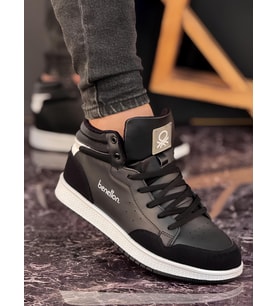 Benetton Erkek Günlük Bilekli Sneaker Ayakkabı (Siyah)