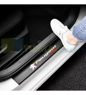 Peugeot Sport Logo Karbon Kapı Eşiği Koruma Araba Etiket Oto Sticker Yapıştırma 4 Parça