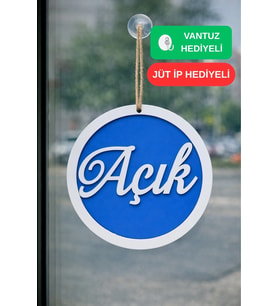Üç Katlı El Yazılı Modern Açık/Kapalı Tabelası - Akçaağaç-Ceviz