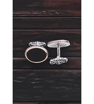 Gümüş Onix Taşlı Oval Kol Düğmesi