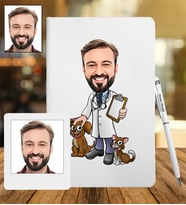 Kişiye Özel Veteriner Tasarımlı Karikatür Deri Defter & Metal Tükenmez Kalem + Ahşap Çerçeve hediye 89