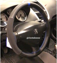 Peugeot 206 Dikmeli Direksiyon Kılıfı Alkantra Karbon Mavi