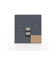 Arges Dolap 12 Raflı 2 Çekmeceli Tek Askılı 220x30x243 Antrasit-Antrasit/Çam