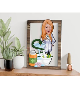 BK Gift Kişiye Özel Kadın Eczacı Karikatürlü 3D Ahşap Tablo, Sevgiliye Hediye, Arkadaşa Hediye, Yıl Dönümü Hediyesi, Doğum Günü Hediyesi-2