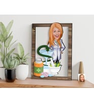 BK Gift Kişiye Özel Kadın Eczacı Karikatürlü 3D Ahşap Tablo, Sevgiliye Hediye, Arkadaşa Hediye, Yıl Dönümü Hediyesi, Doğum Günü Hediyesi-2