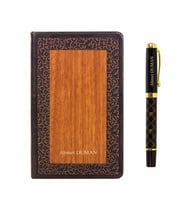 İsme Özel Ahşap Kapaklı Premium Defter ve Kalem Seti Küçük Boy