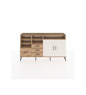 Arges Konsol 7 Raflı 4 Çekmeceli 2 Kapaklı 176x30x99 Çam-Aytaşı/Çam