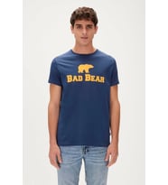 Bad Bear Tee T-Shirt Indigo Mavi Logo Baskılı Erkek Tişört (Siyah)