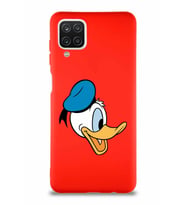 Samsung Galaxy A12 Soft Premier Kapak Donald Duck-F Tasarımlı Silikon Kılıf - Kırmızı (Şeffaf)