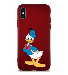 Apple iPhone X Soft Premier Kapak Donald Duck-D Tasarımlı Silikon Kılıf - Mürdüm (Şeffaf)