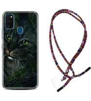 Samsung M21 M22 M23 M30 M31S M32 Kılıf Boyun Asklı Rasta Silikon Flowers Cat 1345
