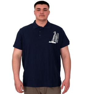 Mode XL Büyük Beden Erkek T-Shirt Polo Sea Bound U25303 Indigo
