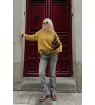 Kadın Likralı Straight Fit Gri Jean Pantolon