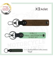 Motosiklet Severlere, İsim Plaka ve 0 Rh - Kan Grubu Yazılı, Motorcu x2 Anahtarlık, Kahve-Yeşil-Ysl (Çok Renkli)