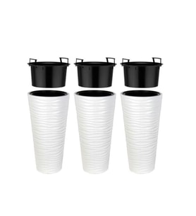 Omnipazar SO-KVT2 Kumsal Vazo Saksı Takımı 85 Litre Beyaz 3 Adet