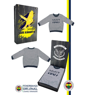 Fenerbahçe Orijinal Lisanslı Uzun Kol Lacivert Bebek 1907 Sweat Ahşap Kutulu (Gri)