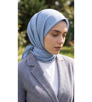 Levidor Kristal Eşarp Filiz Desen İndigo Mavi