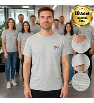 Logonuza Özel 10 Adet Gri Promosyon Tişört - Pamuk Unisex Kullan At Kurumsal Tişört