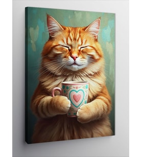 Kanvas Tablo Kupa Tutan Kedi