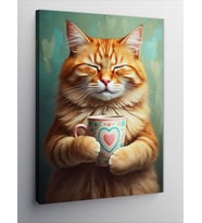 Kanvas Tablo Kupa Tutan Kedi