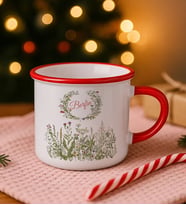 BK Gift Kişiye Özel Çiçek Tasarımlı Kırmızı Emaye Kupa Bardak -13, Arkadaşa Hediye, Sevgiliye Hediye