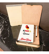 Almanca Öğretmenine Hediye Ahşap Kutulu Defter Kalem Set 001