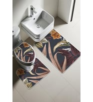 Modern Desenli Dijital Baskı 3’lü Banyo Paspas Takımı Yıkanabilir Kaymaz Tabanlı Klozet Takımı KLZ0024 (Çok Renkli)