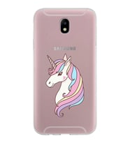 Samsung Galaxy J7 Pro Kapak Unicorn Tasarımlı Şeffaf Silikon Kılıf
