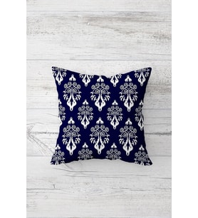 Lacivert Damask Desen Çift Tarafı Baskılı Gizli Fermuarlı Yastık Kılıfı Kırlent Koltuk Yastık Kılıfı (Koyu Mavi)